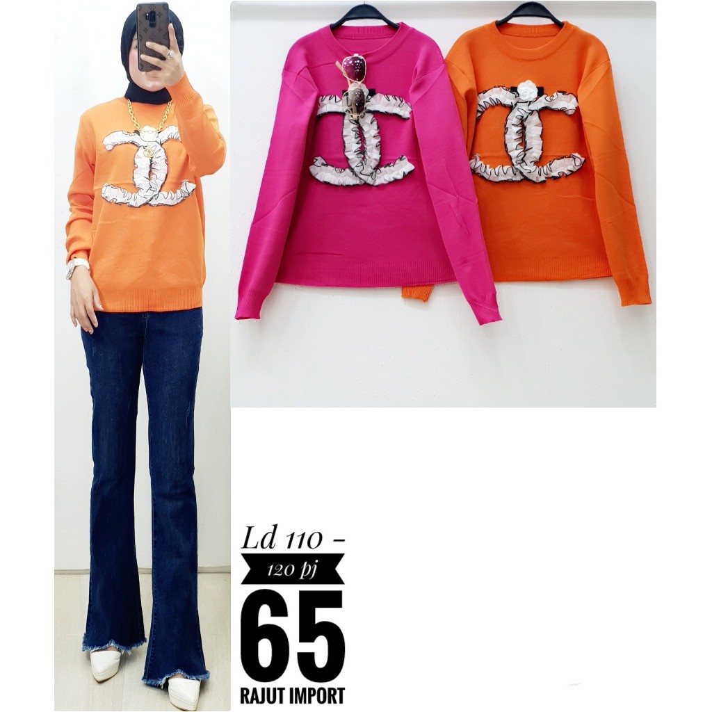 ATASAN RAJUT IMPORT RENDA TIMBUL CHANELL