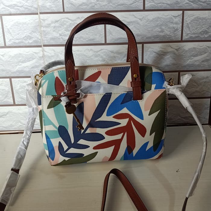 TAS WANITA FOSSIL ORIGINAL - FOSSIL RACHEL SATCHEL NATURAL FLORAL
