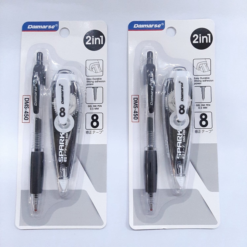 

CORRECTION TIPEX TIP-EX KERTAS TAPE DMS-450 FREE BOLPEN HITAM GEL 2IN1 TIP X PENGHAPUS PULPEN TIP-EX PITA