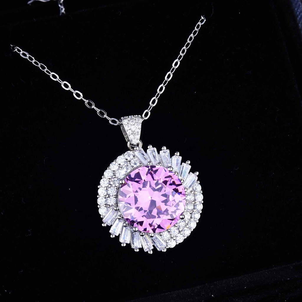 Luxurious and Personalized Design Pink Moissanite Necklace