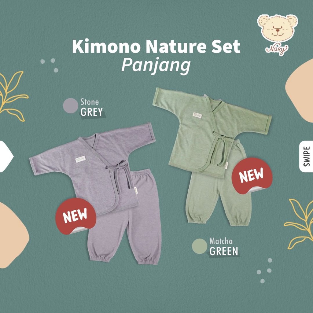 Nary Kimono Nature Set Lengan Panjang Celana Panjang SNI - Setelan Kimono Bayi Earhtone Series