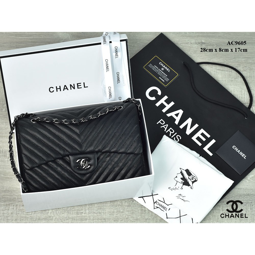 SUPPLIER TAS BRANDED Tas Chanel Chevron Flap Medium Caviar BHW HITAM Semi Premium AC9605