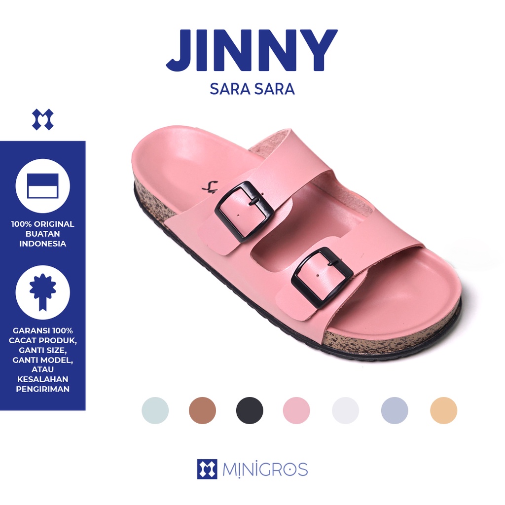 Image of Sara Sara JINNY Sandal wanita casual sandal slop puyuh kekinian model birken ban dua #7