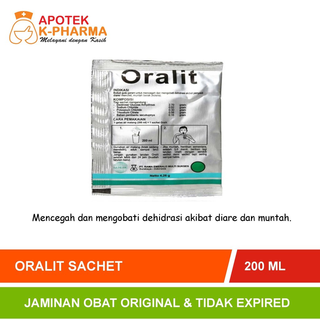Oralit Isi 200ml Obat Original Pharos / Oralit Kimia Farma