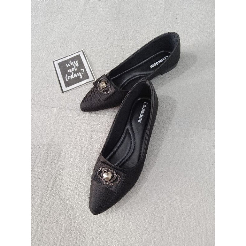 sepatu flat shoes wanita terbaru kekinian pesta LOUISDEAR sepatu flat bahan satin F3 hati