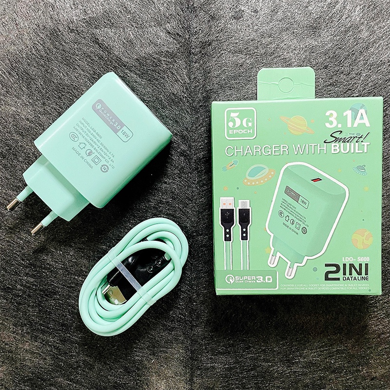 【CA002】[GROSIR/COD]Skyhigh Charger+Micro Cable 3.1A 16W Macaron Travel Adaptor Colokan USB Port 5G QC3.0 Quick Charging