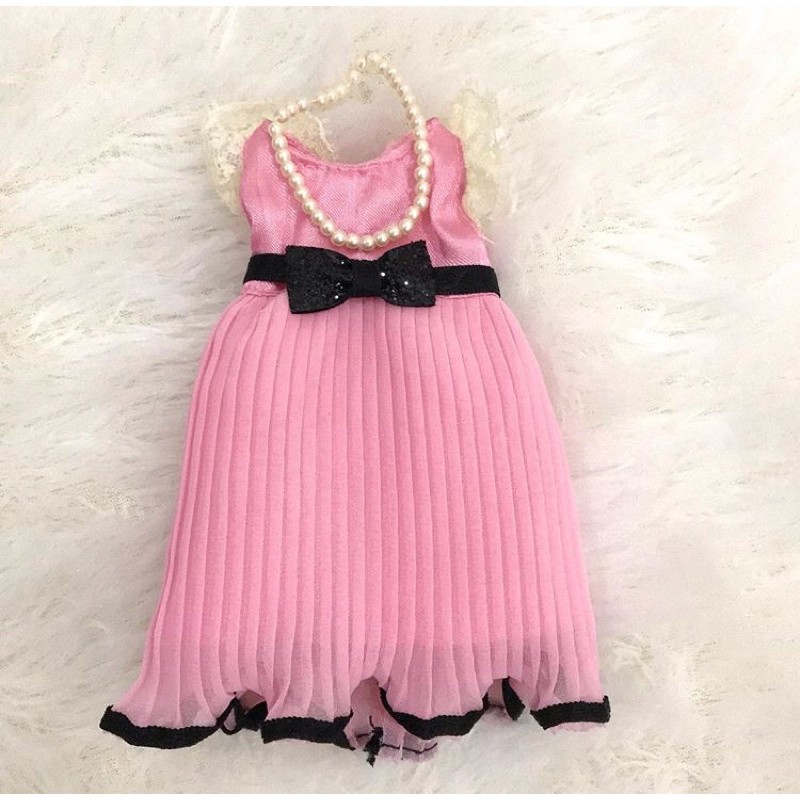 dress +kalung barbie/licca 50rb merek mimi doll korea Baju boneka