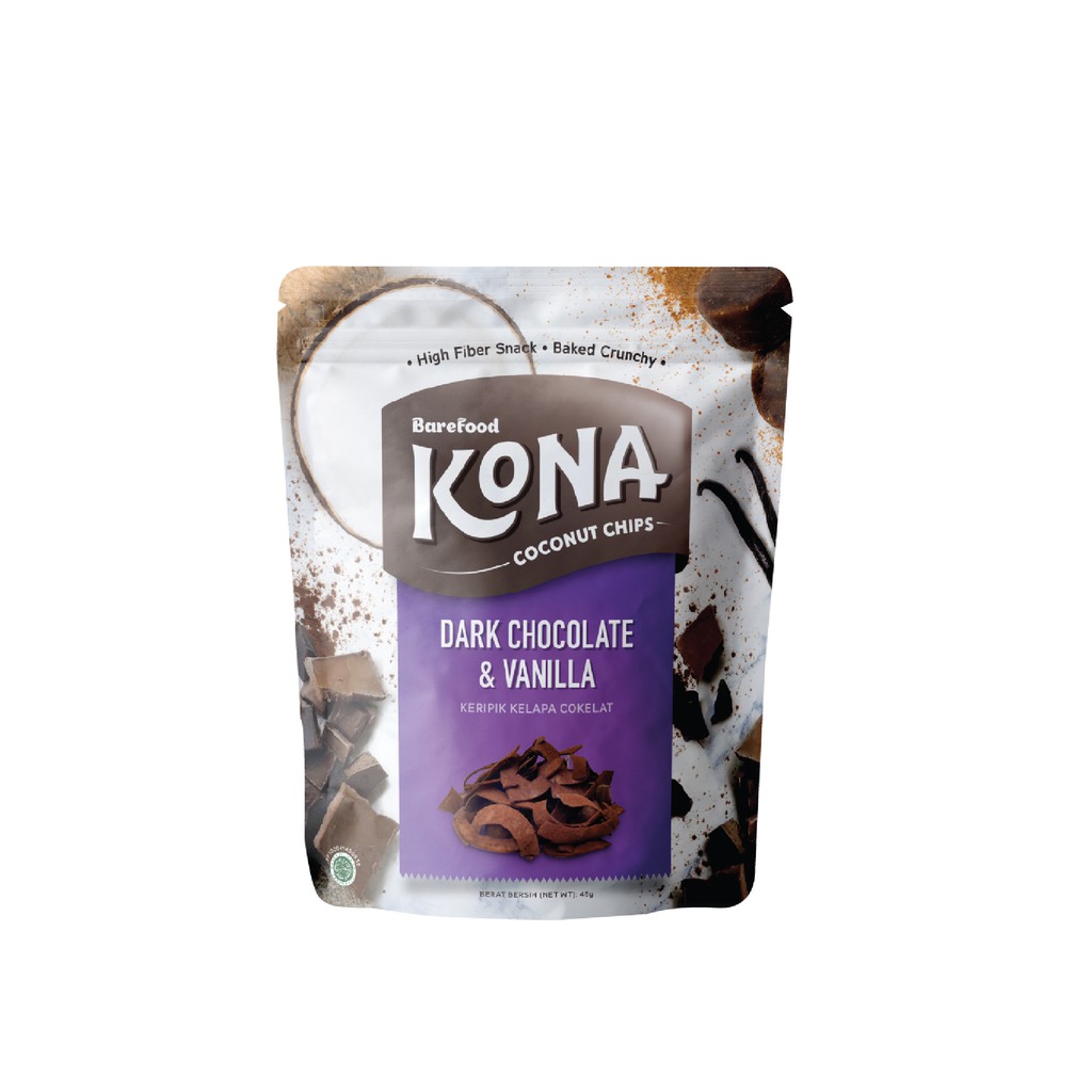 Barefood Kona Coconut Chips Chocolate 45 gr