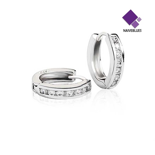 Anting Stud Hoop Berlian Imitasi Bahan Platinum Plated Untuk Wanita