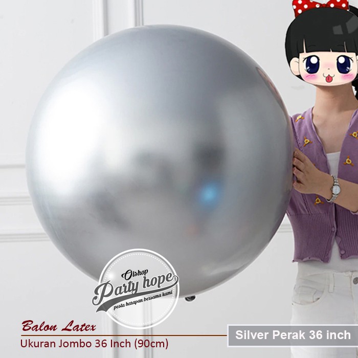 balon latex SILVER jumbo / pastel dekorasi 36 inch / balon jumbo 36 inch