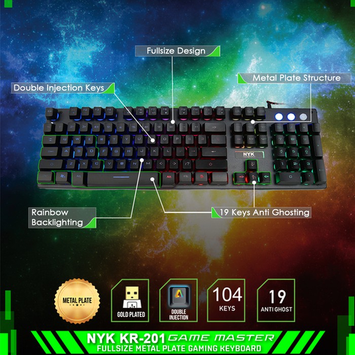 Keyboard Komputer Laptop Mechanical Gaming NYK KR-201 Gaming Keyboard Pc Laptop