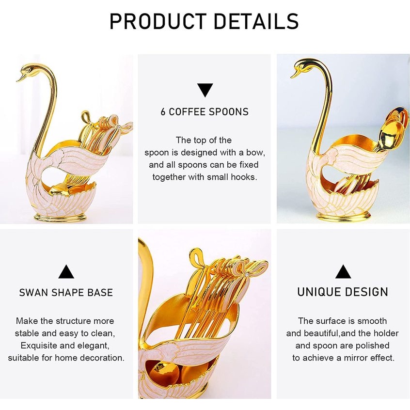 Swan Sendok Kopi Dengan Tempat Penyimpanan Home Zinc Alloy Salad Dessert Fruit Spoon