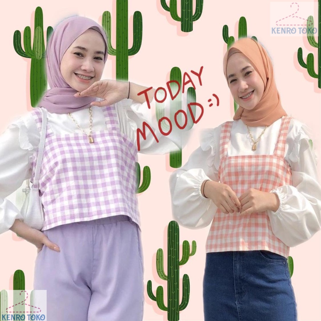 Tank Top Crop Top Wanita Vest Outer Anjas Tanktop Hijab motif Kotak