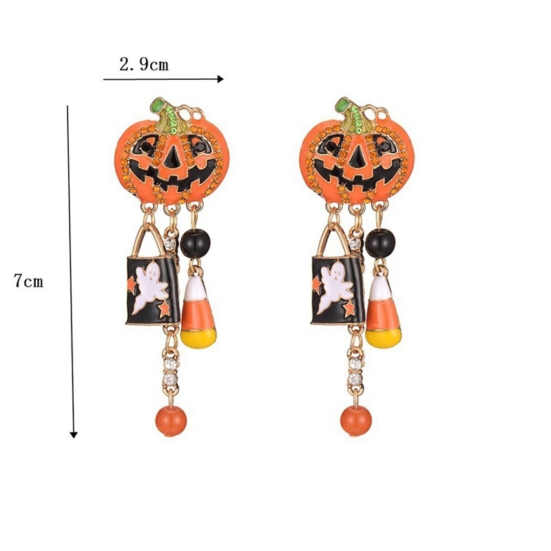 Anting Bentuk Labu Halloween Bahan Stainless Steel