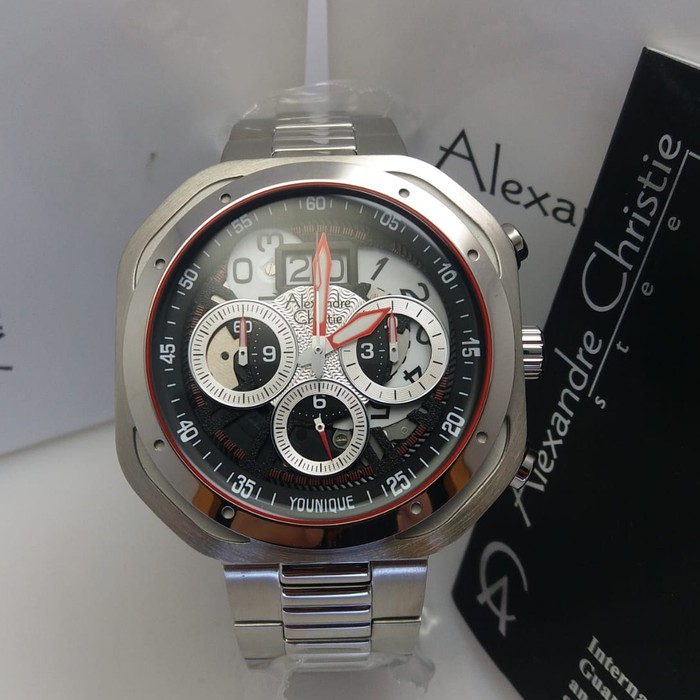 ALEXANDRE CHRISTIE AC 6468 MCBSSBA SILVER BLACK JAM PRIA ORIGINAL
