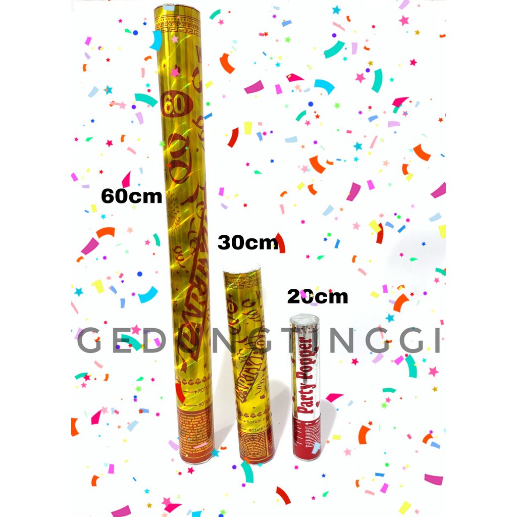 Confetti Sticker Party Popper Mini Besar Konfeti Confety Semburan Foil Kertas 20cm 30cm 60 Cm Murah