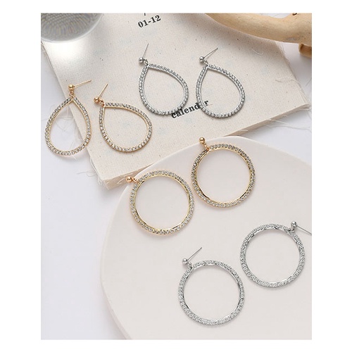 Anting Tusuk Fashion Droplet Shaped Gold Silver Needle Geometry