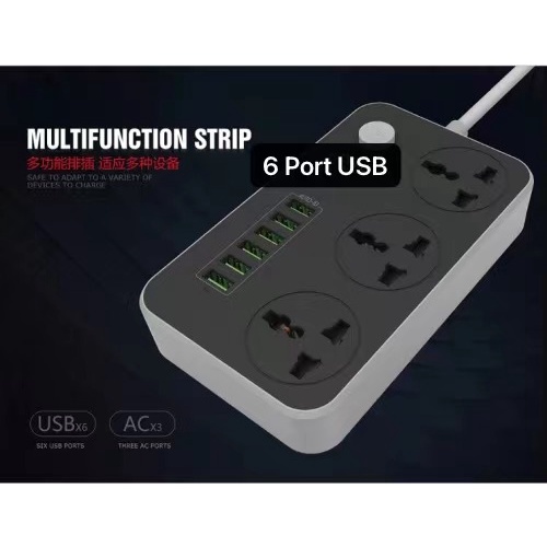 Stop Kontak USB 3 Power Socket + 6 USB Port 3.4A / SC3604 Multi Port International