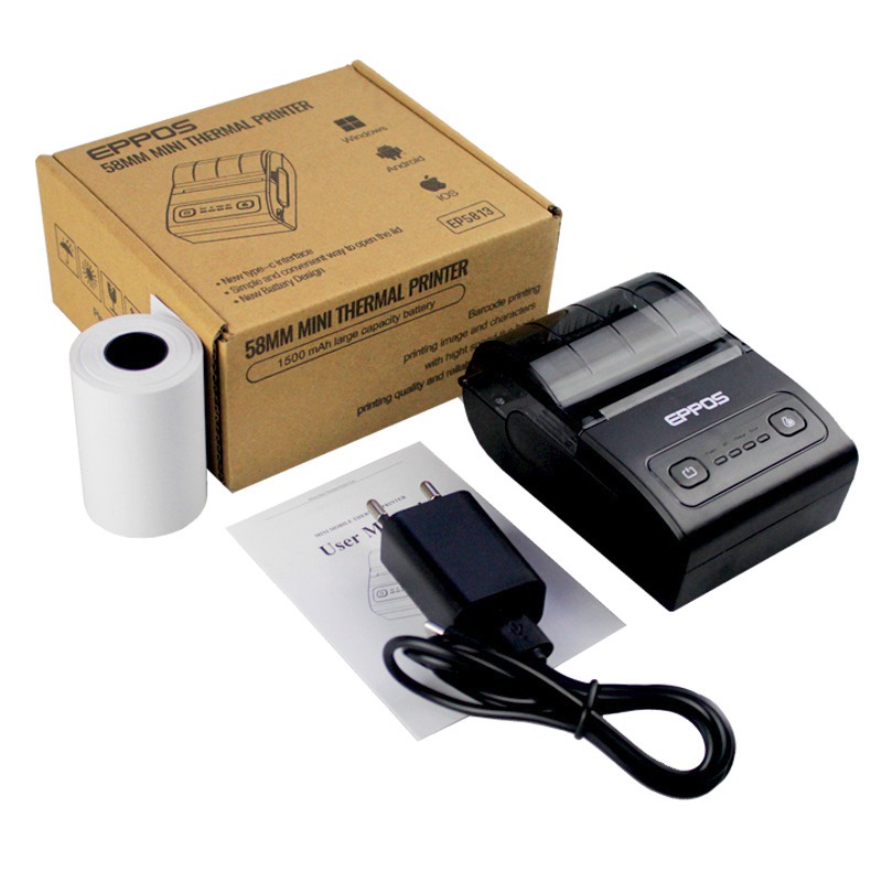 Mobile Printer Thermal Bluetooth 58mm Eppos EP5813 / EPX588 / X583 V2 / PT02 RPP02N Support Mokapos (NON AUTOCUT) Pakai Baterai