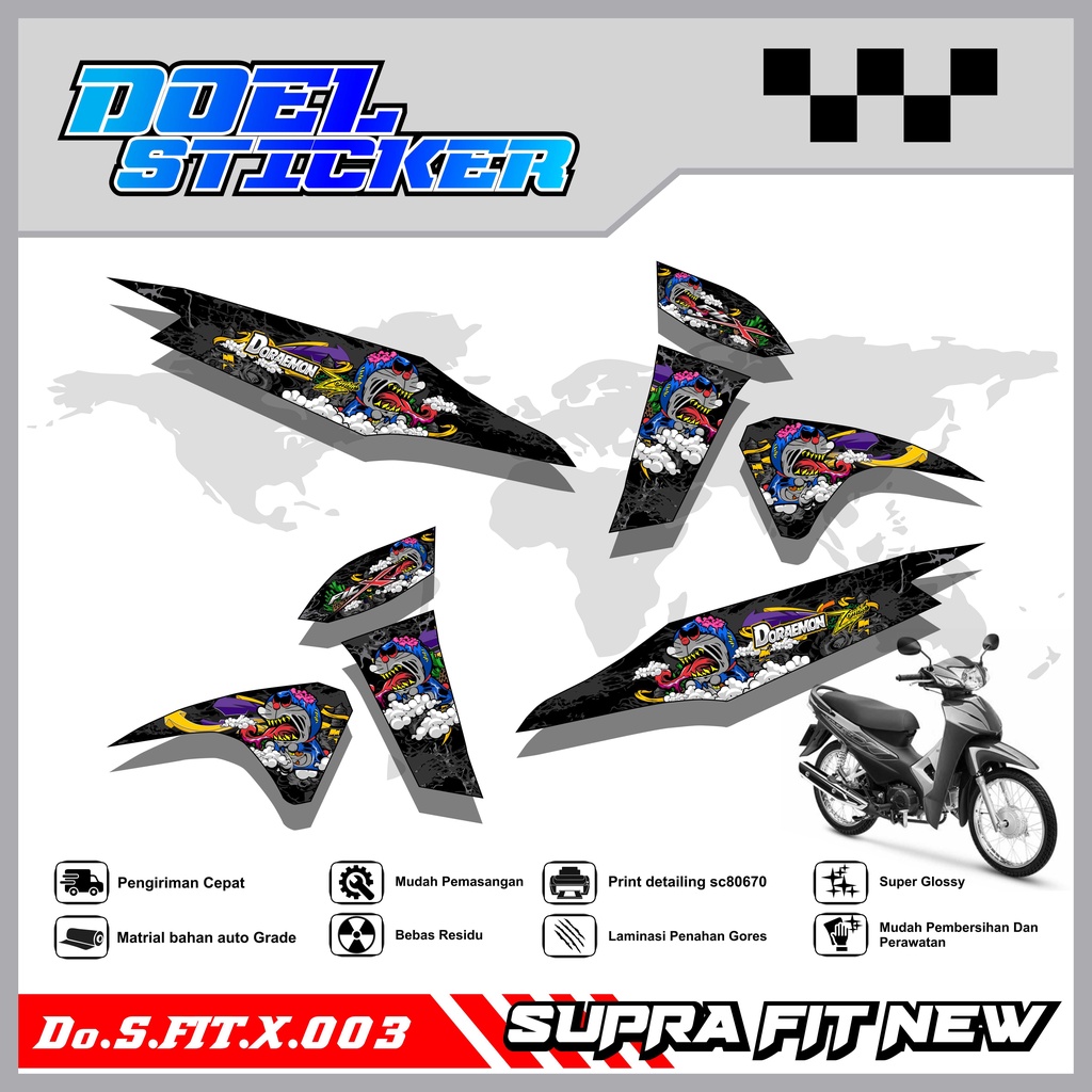 STICKER STRIPING SUPRA FIT NEW SUPRA FIT NEW / FIT X / FIT LIST VARIASI HOLOGRAM , CROME DOEL 003