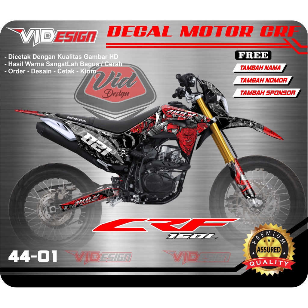 Sticker Honda CRF 150L Decal Supermoto Sticker Motor Cros Warna Merah & Hijau