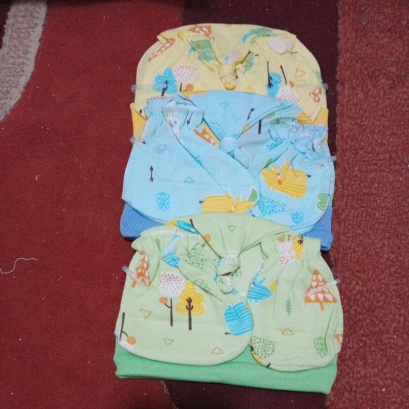 Topi Bayi Set Vinata SNI-Topi Plus Sarung Tangan Dan Kaki Vinata-Topi Baru Lahir  1PCS