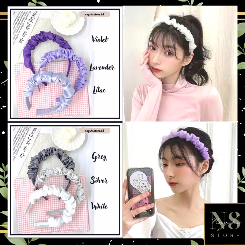 ✨NAGIHI✨ PART 2 Bando Korea - Bando Schruncie Satin Headband Korea – Bandana Aksesoris Rambut