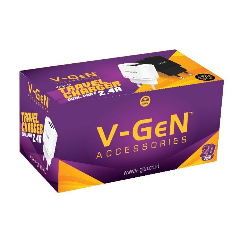 Batok Charger V-GEN VTC2-15 2USB PERPCS Kepala Casan VGEN VTC2-15 2USB 2.4A PER PCS ORIGINAL