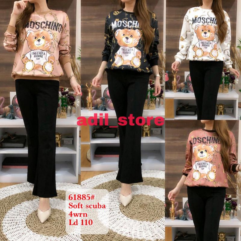 KAOS ATASAN IMPOR//BAHAN SCUBA//PAKAIAN WANITA//LENGAN PANJANG//BLUS