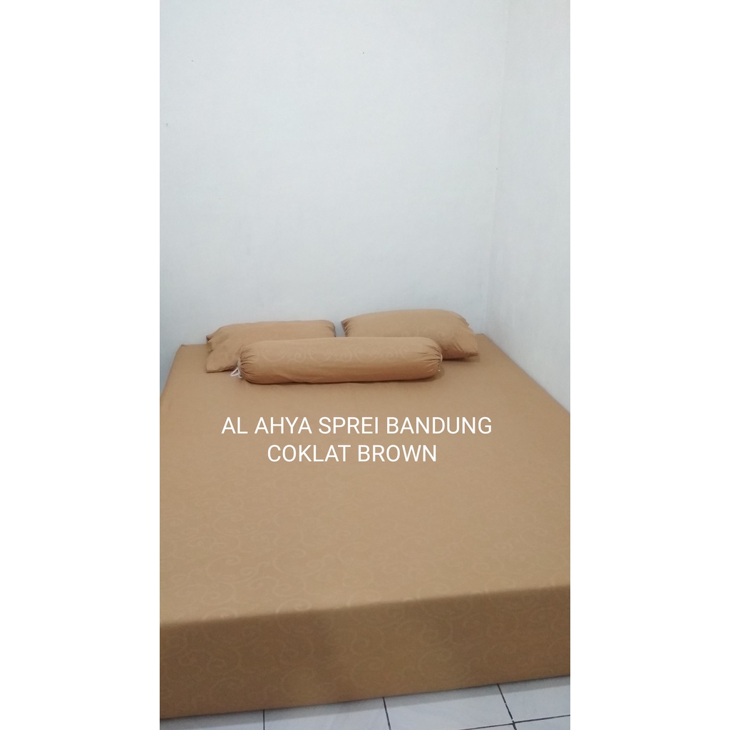 SPREI SET KING SIZE POLOS 180 x 200 x 40 2btl+2glg - BAROKAH COKLAT BROWN