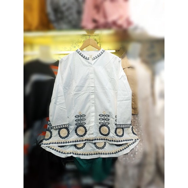 OBRAL SALE ATASAN BLOUSE PUTIH REMAJA WANITA MOTIF BUNGA BORDIR IMPORT