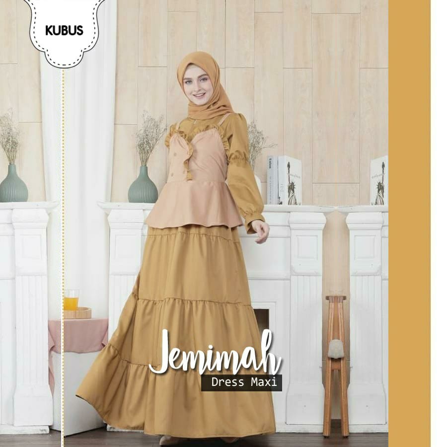 PAKAIAN WANITA MUSLIM GAMIS MAXY JEMIMAH 2IN1 ROMPI MOSCREPE BUSUI PART 2 JCHM