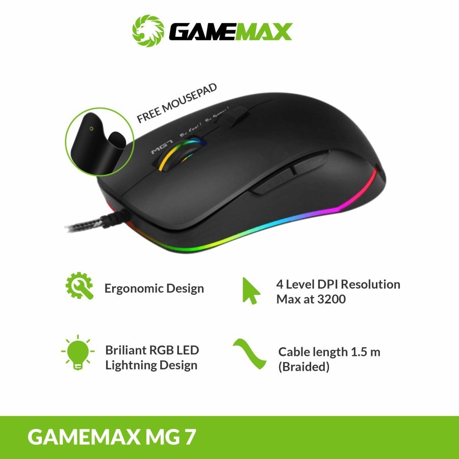 Mouse Gaming Gamemax Mousepad Combo MG7 2in1