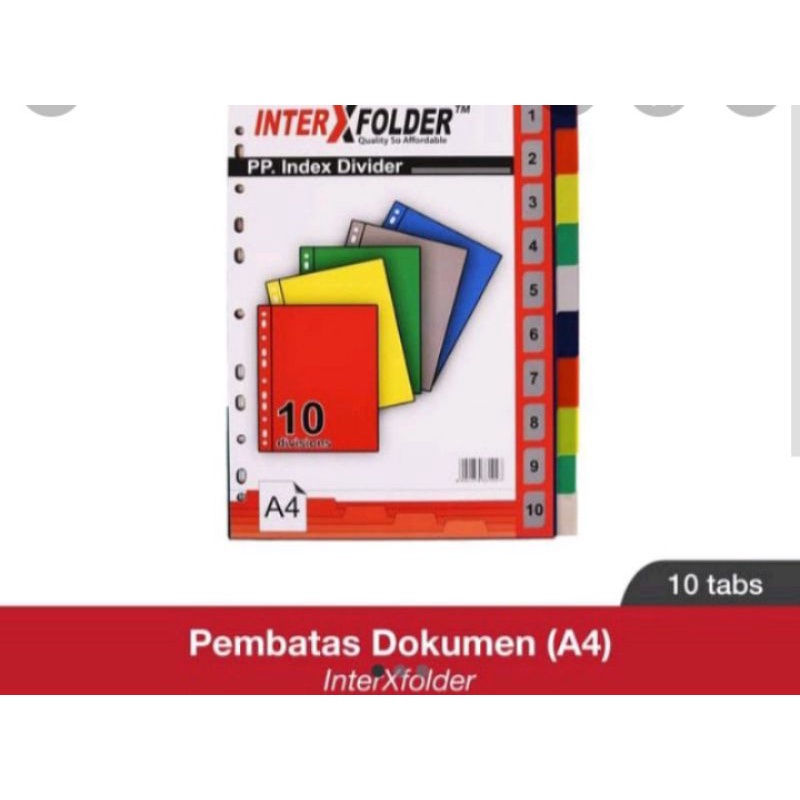 

Divider/pembatas A4 10 tabs inter x folder