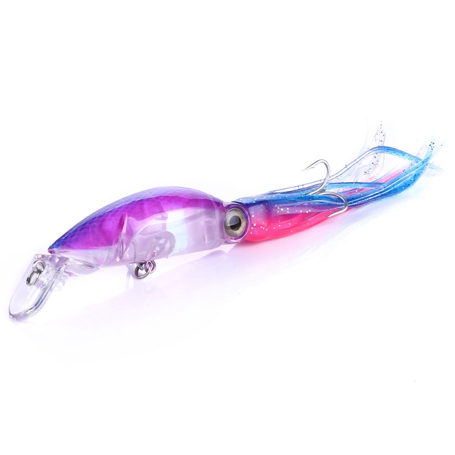 HENGJIA 1pcs 10cm/16.6g Cumi Umpan Pancing Squid Swimbait Fishing Lure With Soft Lure Ikan Kail 8 Color Sharp 1# Hook