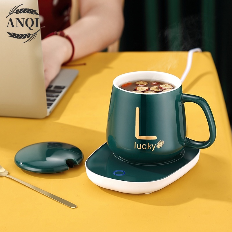 ANQI 1888 Mug Cangkir Elektrik Set Keramik Pemanas 55 Derajat Penghangat Kopi Teh Cup Coffee Warmer VS-1847