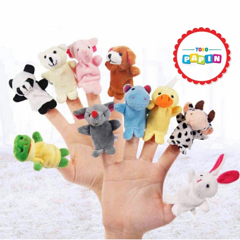 TokoPapin Mainan boneka jari tangan hewan finger puppet animal isi 10 pcs binatang