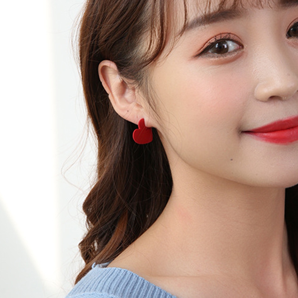 Hu Hu Hu Hu Hu Alat Bantu Pasang Kacamata♡ 1 / 2 Pasang Anting Tusuk Bentuk Hati Kecil Bahan Alloy Untuk Wanita