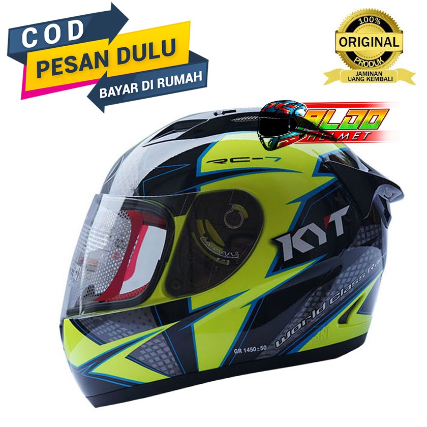 KYT RC SEVEN FULL FACE HELM KYT RC 7 MOTIF RC7 SERIES #16 YELLOW FLUO GUN METAL BLACK