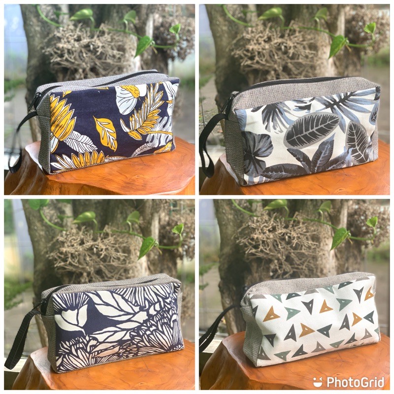 Pouch persegi kanvas kombinasi goni premium/ukuran 25x14x7cm