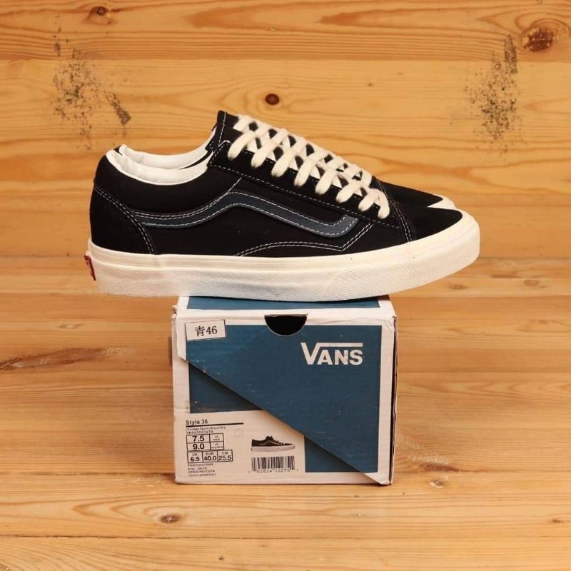 Sepatu Vans Old Skool Style 36 Vintage Sport Black Blanc De Blanc BNIB UA Original