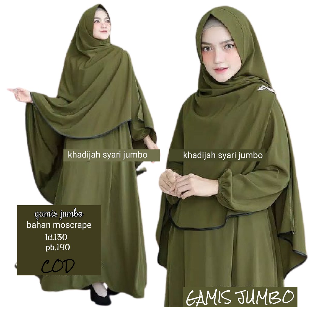 gamis syari jumbo ld 130 / BUSANA MUSLIM / khadijah syari
