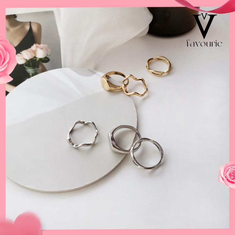 [COD]3 PCS Sederhana Tidak Teratur Cincin Wanita Desain Geometris Street Shooting Fashion Rings-FA