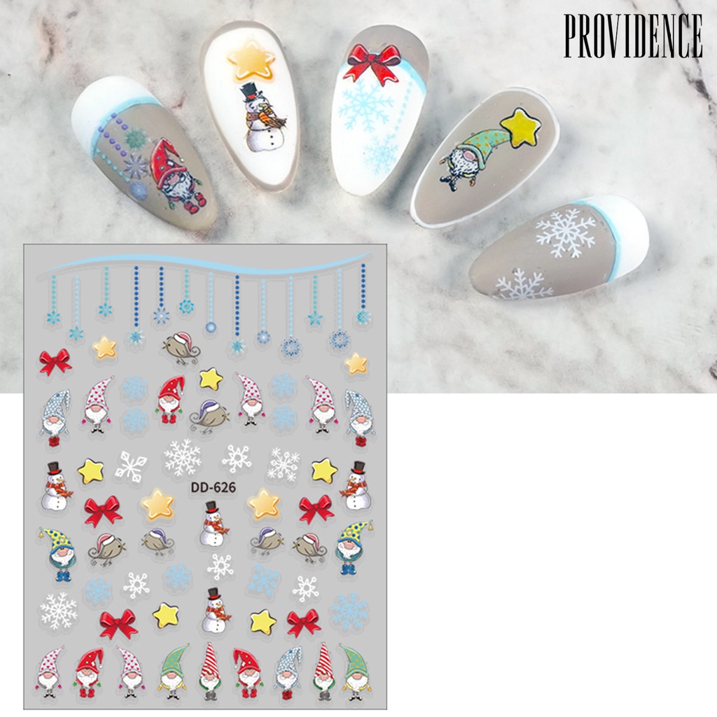 Providence Manicure Decal Delicate Glue-free Portable Christmas New Year Nail Art Transfer Sticker for Women