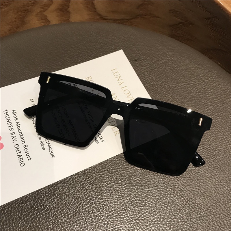 Kacamata Hitam Model One Piece Oversized Bentuk Persegi Gaya Korea Untuk Pria Dan Wanita