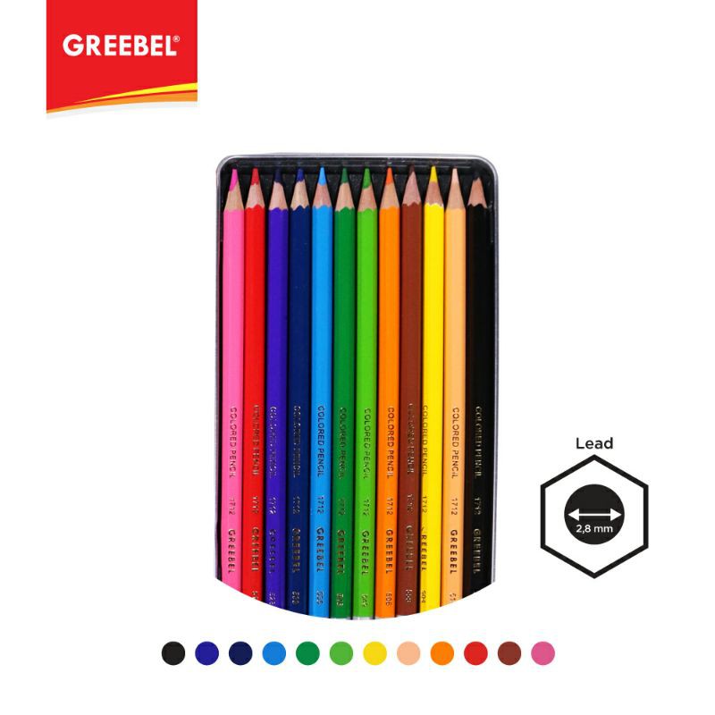 PENSIL WARNA / WARNA CERAH / BAHAN KUAT GREEBEL / GREEBEL 1712 CLASSIC COLOR PENCIL TIN CASE