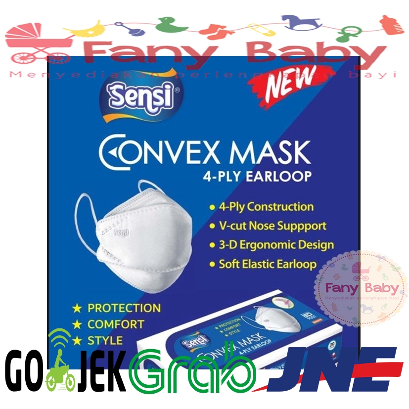 SENSI CONVEX MASK 4-PLY EARLOOP ISI 20PCS