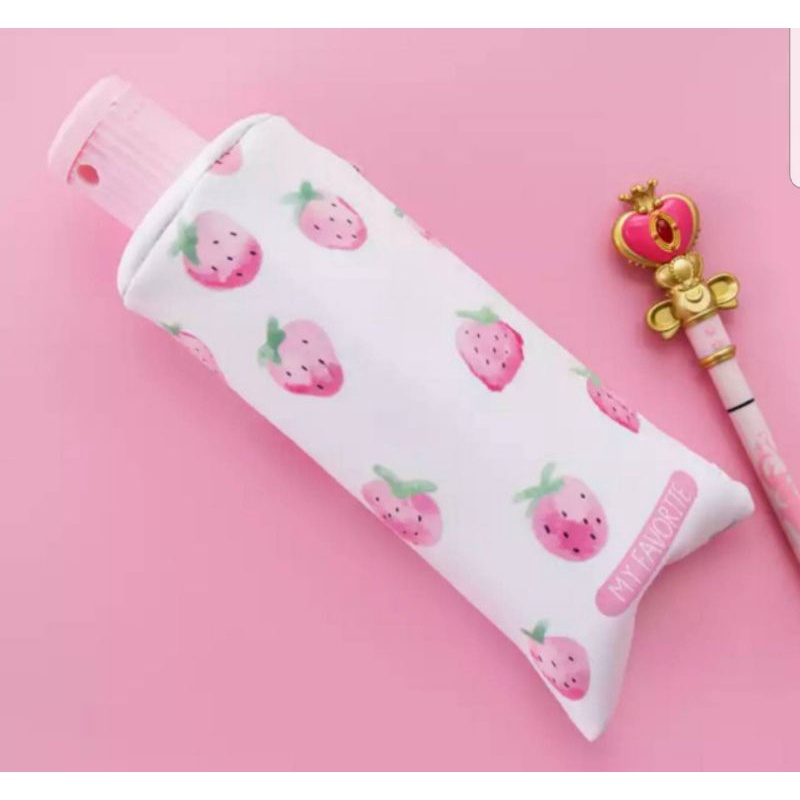 

tempat pensil / kotak pensil lucu stroberi pink anak anak