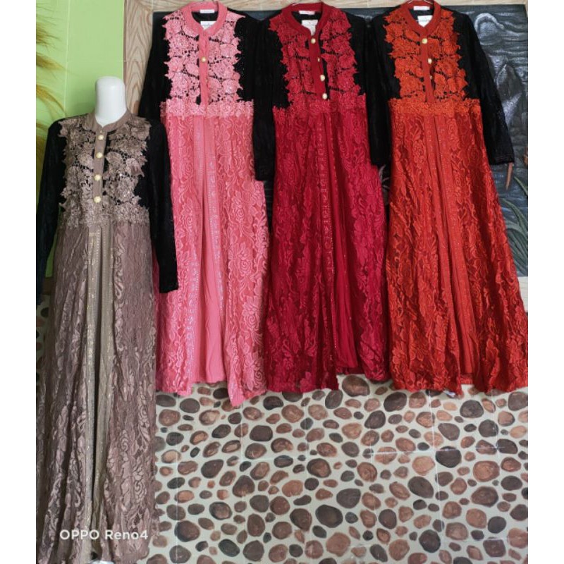 Sale gamis full brokat premium sisa pink bagus banget