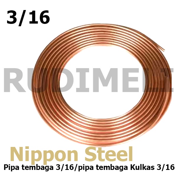 Pipa tembaga 3/16, pipa tembaga Kulkas 3/16 merek  Nippon Steel-(HARGA PER METER )